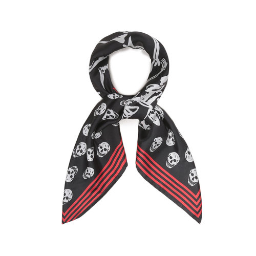 Alexander McQueen/亚历山大麦昆 男士桑蚕丝方巾丝巾围巾多色骷髅图案 682986 4001Q