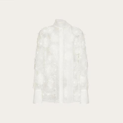  VALENTINO华伦天奴 22年秋冬 女士 长袖衬衫 CHEMISIER BRODé EN ORGANZA XB0AB3F01C8A03