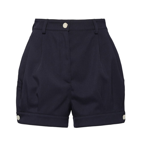 PRADA/普拉达 藏蓝色 女士撞色分明裤线饰高腰灯笼短裤 P296CG_1VXC_F022X_S_201