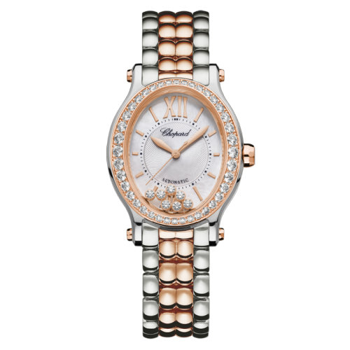  Chopard/萧邦  Happy Sport系列 椭圆形自动机械精钢玫瑰金带钻表壳女表31 X 29毫米278602-6004