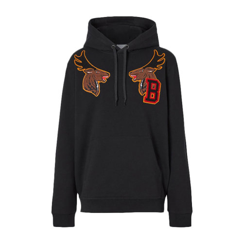 BURBERRY 博柏利 男士 服装  黑色连帽抽绳棉质长袖卫衣 男卫衣