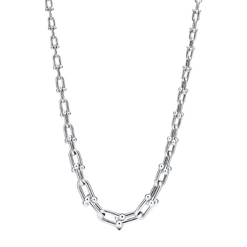 Tiffany & Co./蒂芙尼 Tiffany HardWear系列 18英寸长 Graduated纯银链环项链GRP09762
