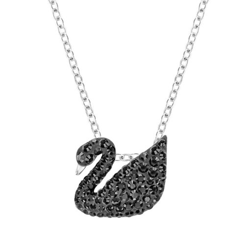 Swarovski/施华洛世奇  经典天鹅系列女士黑色小号银链仿水晶石锁骨链吊坠项链 5347330