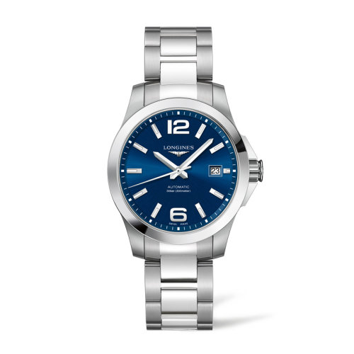 LONGINES/浪琴 康卡斯系列 自动机械表钢链蓝色表盘男表39毫米L3.776.4.99.6