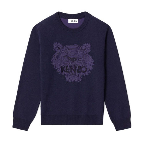 KENZO/高田贤三 凯卓女装 时尚百搭 女士 深蓝色棉质刺绣虎头图案卫衣 FB52PU5843XA.76 HJH0034C