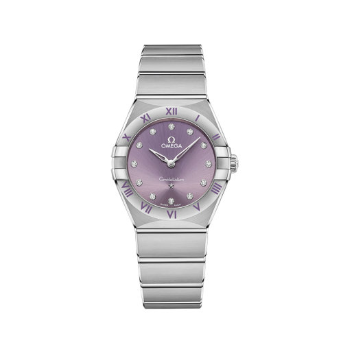 OMEGA/欧米茄 22年春夏新款 星座系列 女士紫罗兰色表盘石英机芯精钢表壳表带腕表28毫米131.10.28.60.60.002