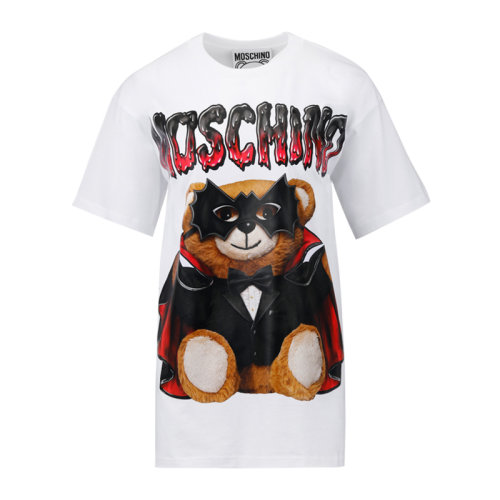 MOSCHINO 莫斯奇诺 女士 服装  圆领泰迪熊字母LOGO印花T恤 女士短袖T恤
