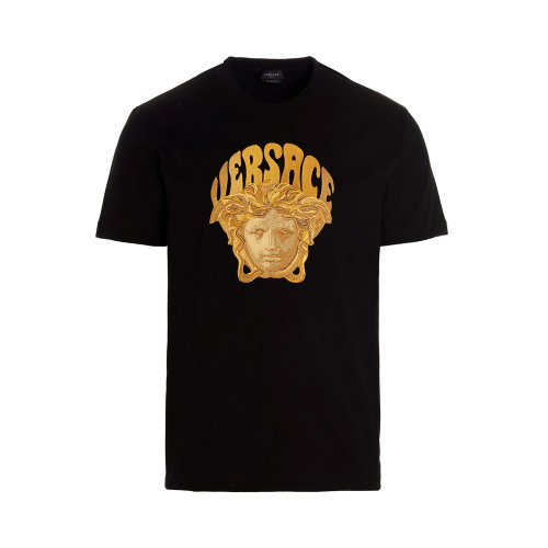 VERSACE/范思哲 男士纯色棉质美杜莎头像装饰圆领短袖上衣T恤 1003913-1A02785 多色可选