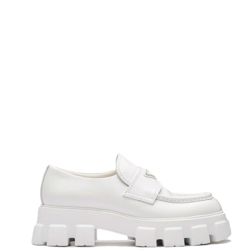 PRADA/普拉达 22年新款 Monolith系列 男士白色亮面皮革厚底乐福鞋2DE129_B4L_F0009