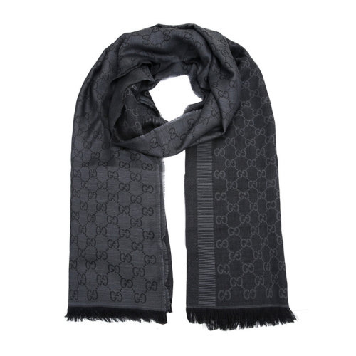 GUCCI/古驰  SERRA-GUCCI男女通用中性款灰色/深灰色围巾 282390 3G704 1578