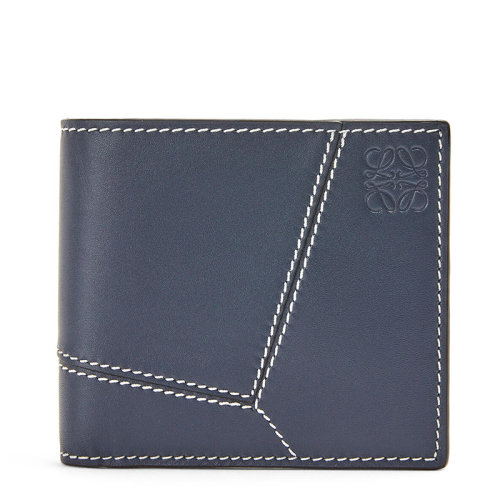 LOEWE/罗意威 Puzzle系列 男士海洋蓝色缝线光滑小牛皮硬币卡双折夹钱包0010639979