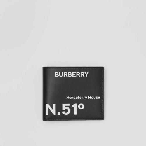  BURBERRY 22年秋冬 男士 坐标印花皮革双折钱夹 80649271