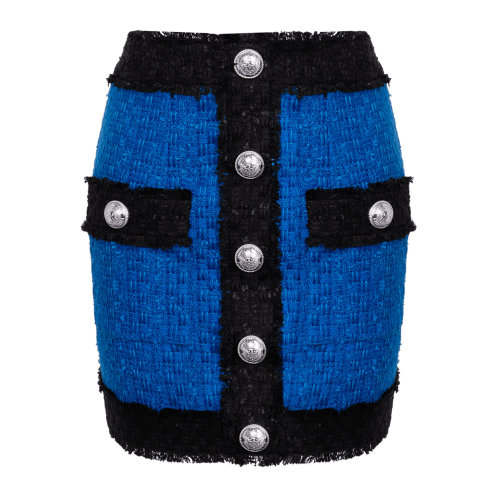 Balmain/巴尔曼 蓝色 软呢女士半身裙  春夏