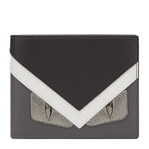 FENDI 芬迪 男士拼色牛皮小怪兽短款对折钱包拼色