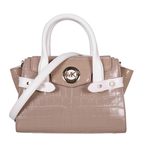 Michael Kors/迈克·科尔斯 CARMEN系列女士浅褐色鳄鱼纹牛皮手提包单肩包斜挎包链条包女包 30T0LNMM0E-TRUFFLEMLTI