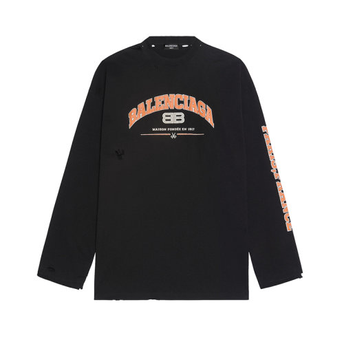 Balenciaga/巴黎世家 22年早春新款 女士黑色棉质长袖T恤681046TLVJ10107