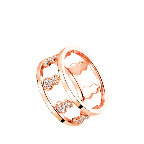 QEELIN/麒麟珠宝 22春夏新款Wulu系列 18K金半钻葫芦小八福戒指WU-050-SP8RI49-RGD