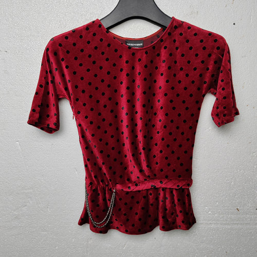 Emporio Armani/安普里奥阿玛尼  女士深红色黑色斑点短袖 P2M08J P29AJ