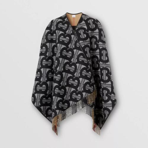  BURBERRY 22年秋冬 女士 专属标识羊毛混纺提花披肩 80508881
