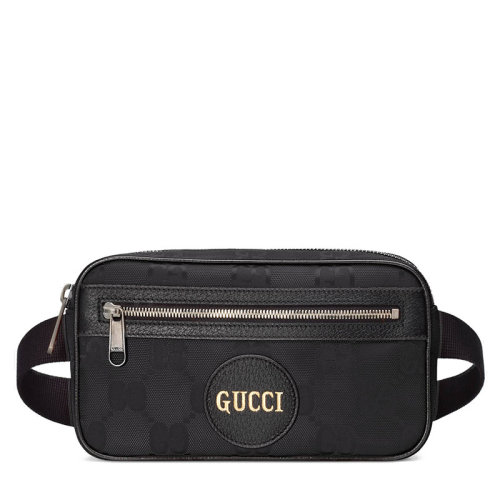 GUCCI/古驰 古琦腰包 经典双G印花 女士黑色尼龙拉链腰包 631341 H9HBN 1000