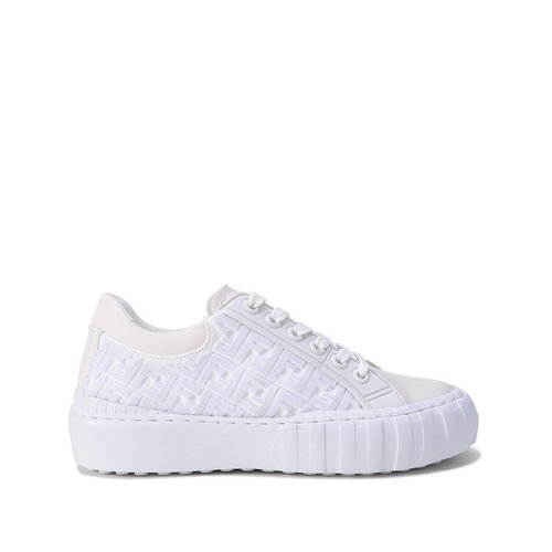 FENDI/芬迪【22春夏新款】女士织物配皮系带休闲运动鞋小白鞋FF图案 8E8250 AHGS