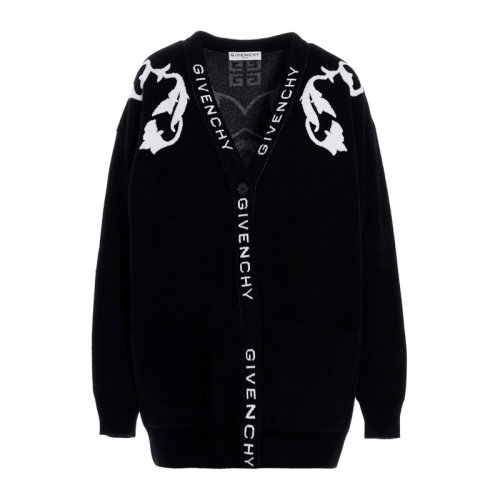 Givenchy 纪梵希 女士 服装  黑色花卉提花开衫 女士针织衫毛衣