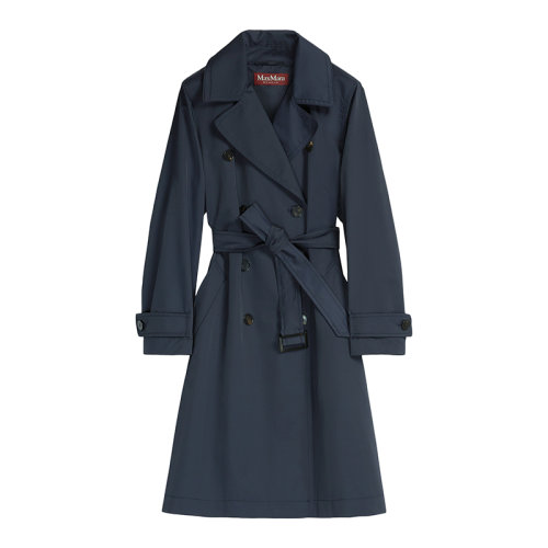 MaxMara/麦丝玛拉 22年早春新款 RADIO系列 女士深蓝色棉质混纺防水风衣夹克6021032706004