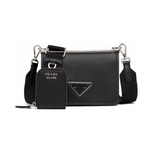 PRADA/普拉达 女包女士黑色皮革时尚百搭品牌字母斜挎包单肩包 1BD278-2EVU-F0XD9