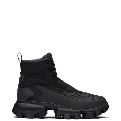 PRADA/普拉达 22年新款 Cloudbust Thunder系列 男士黑色再生尼龙华达呢织物面料高帮运动鞋2TG9_3LGO_F0002_F_G000