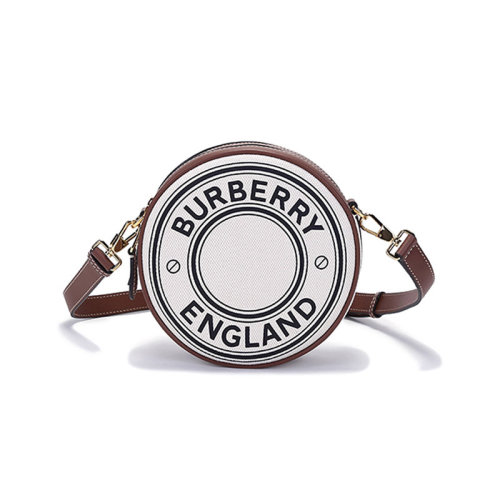BURBERRY/博柏利 女款织物/配皮圆形Louise路易丝包单肩斜挎包腰包圆饼包 80413091
