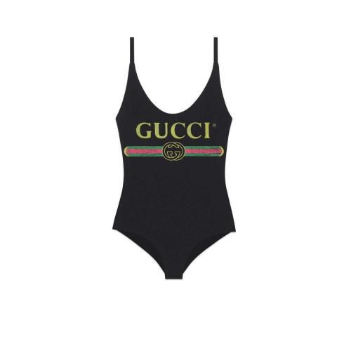  GUCCI古驰 22年秋冬 女士 饰Gucci标识闪亮泳装式连体衣 501899 XJANM 1082 预定商品2-6周发货