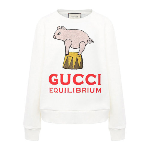 GUCCI/古驰 古琦女装 时尚百搭 小动物印花 女士白色棉质圆领卫衣 623450 XJCRW 9095 HKY012467