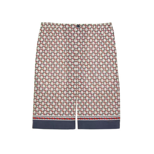 GUCCI/古驰 22年春夏新款 男士红色/蓝色/象牙白色纯棉几何G印花短裤672698ZAIZY9093