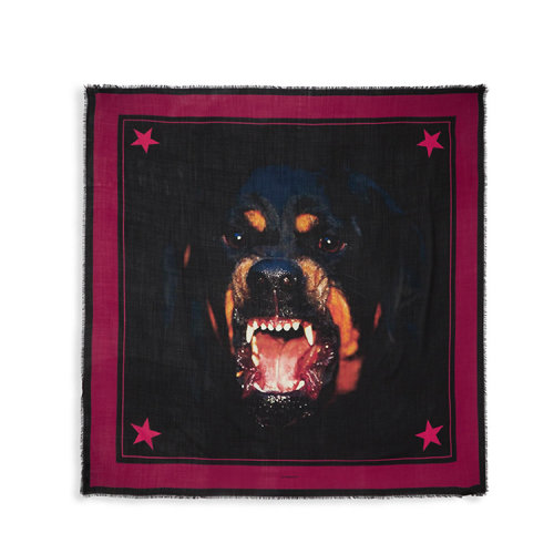 Givenchy/纪梵希 男女同款混色羊毛丝绸混纺时尚百搭罗威纳犬印花围巾流苏丝巾围巾/披肩围巾 $GW1414SE522-001