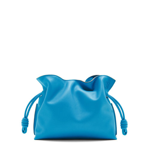 LOEWE/罗意威 20  Flamenco系列 女士迷你泻湖蓝纳帕小牛皮束带封口单肩斜挎手拿包0010623866