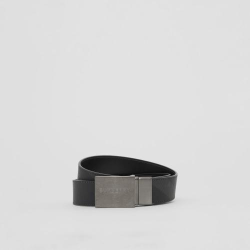  BURBERRY 22年秋冬 男士 Reversible Plaque Buckle Check and Leather Belt 80576681
