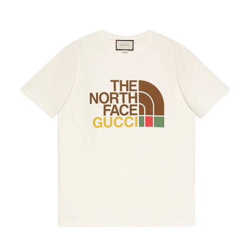 GUCCI/古驰      The North Face联名系列 女士白色纯棉正面logo圆领短袖T恤615044XJDBZ9095