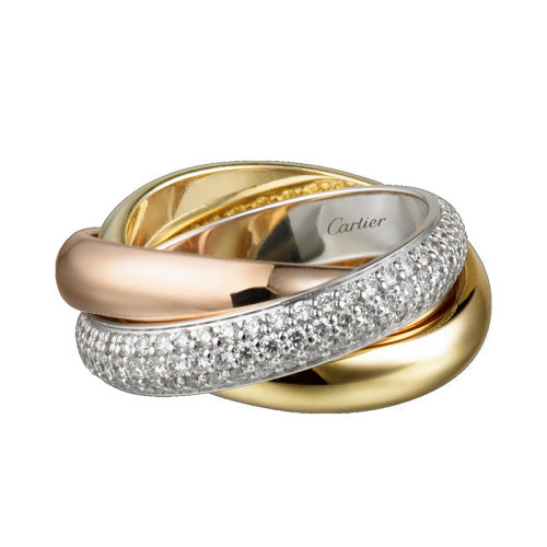 CARTIER/卡地亚 TRINITY系列 镶嵌钻石经典18K金白金黄金玫瑰金戒指B4038900