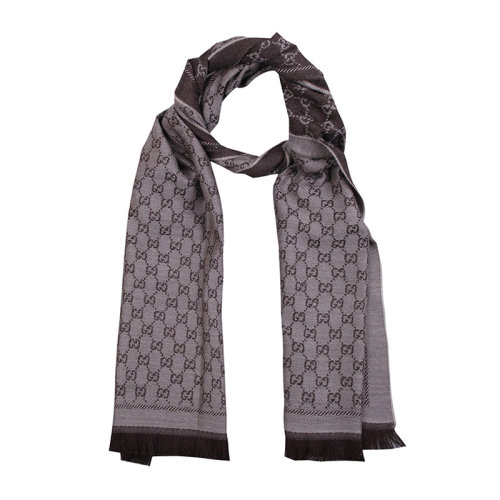 GUCCI/古驰 男士深浅啡色羊毛提花流装饰围巾围脖 411115-3G 00-9764