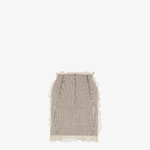  FENDI芬迪 22年秋冬 女士 半身裙 米色千鸟格纹羊毛半身裙 FQ7416AKSMF1IHB