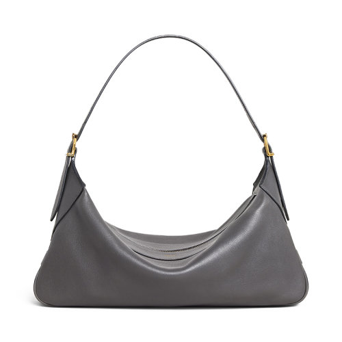 CELINE/赛琳 22新款ROMY系列 女士中号无烟煤色小牛皮拉链开合单肩手提腋下包197443DPJ.10AN