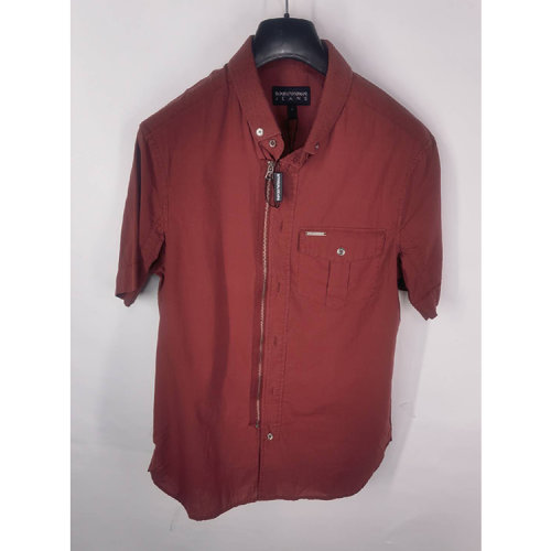 Emporio Armani/安普里奥阿玛尼 深红色男士短袖衬衫  VPC15 PN D4 瑕疵折扣
