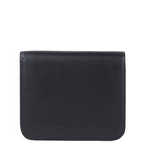 Balenciaga/巴黎世家 21新款 ESSENTIAL系列 女士黑色光滑小羊皮翻盖卡包零钱包6583401LN331000