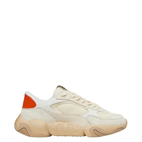 Valentino/华伦天奴 22年早春新款 Garavani Bubbleback系列 男士奶油色/橙色网眼拼麂皮运动鞋XY2S0F08KNZU85