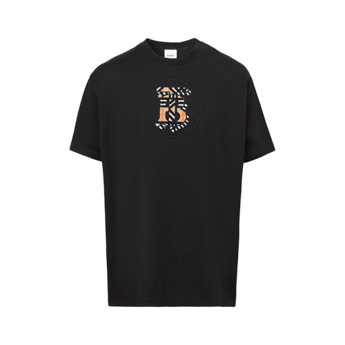 BURBERRY/博柏利 22年春夏新款 女士黑色纯棉Logo图案宽松短袖T恤80573121