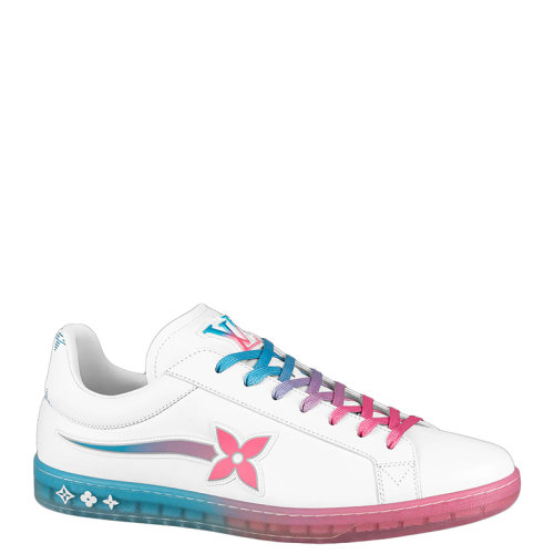 Louis Vuitton/路易威登 22年早春新款 LUXEMBOURG SAMOTHRACE系列 男士白色/粉色小牛皮彗星花朵图案运动鞋1A9G1R