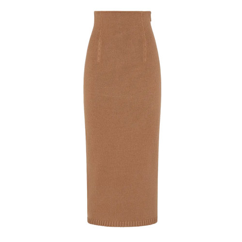 FENDI/芬迪      女士浅棕色羊绒高腰紧身剪裁半身裙FZQ642AHE6F1ENR