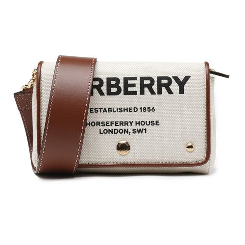 BURBERRY/博柏利小号 Horseferry 印花棉质帆布斜背包女士单肩包