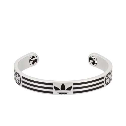 GUCCI/古驰 22新款阿迪达斯联名款 男女同款925纯银互扣式双G三叶草徽标三条纹珐琅图案刻花手镯?702869J84108163