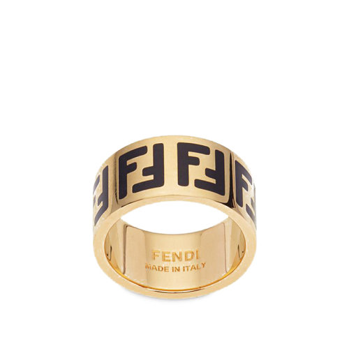 FENDI/芬迪  FF系列 金色金属黑色FF图案戒指8AG945TL9F0RNG